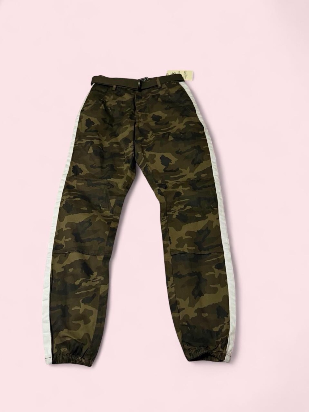 American Bazi Olive Camo Joggers with White Side Stripe